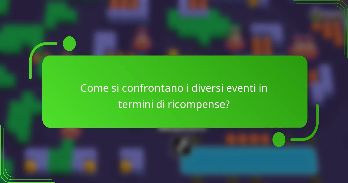 Come si confrontano i diversi eventi in termini di ricompense?