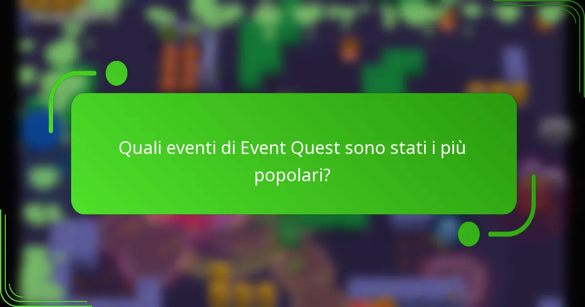 Quali eventi di Event Quest sono stati i più popolari?